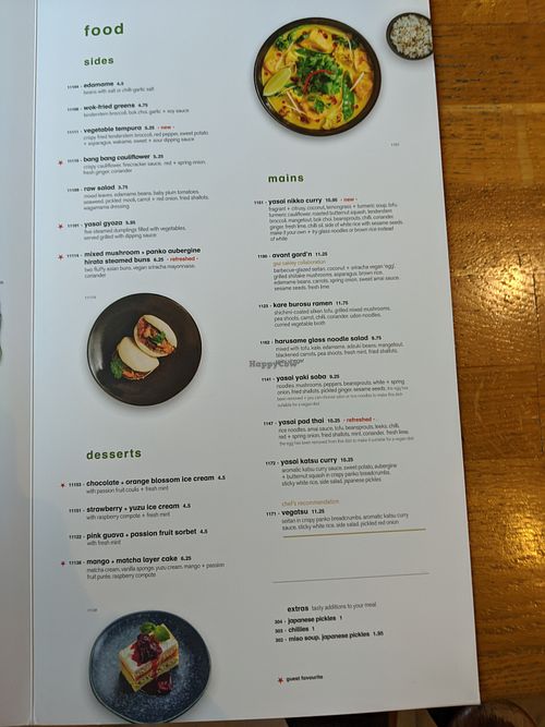 Vegan menu at Wagamama in Dorchester