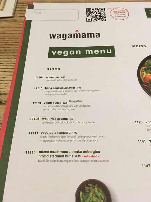 menu I at Wagamama - Great Marlborough in London