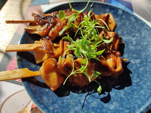 Vegan mushroom skewers at Wagamama in Salford