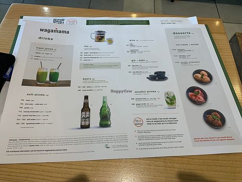 menu1 at Wagamama - North Greenwich in South East London