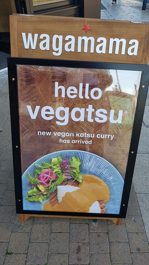 Vegan sign at Wagamama - Putney in South West London