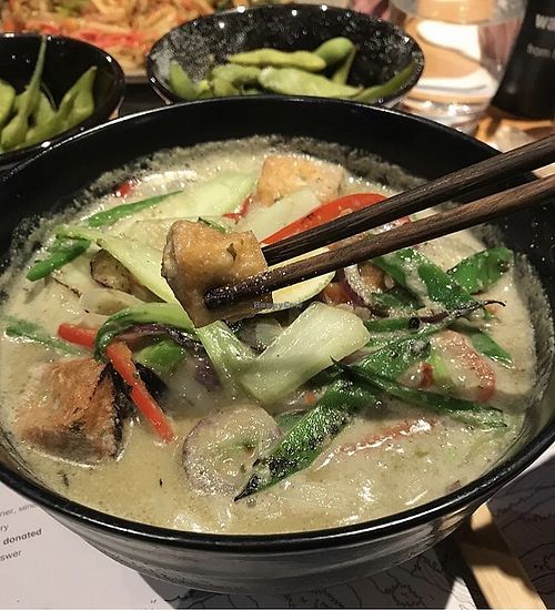 Vegan Yasai Itame - coconut and lemongrass broth with rice noodles, tofu and veg  at Wagamama in Watford