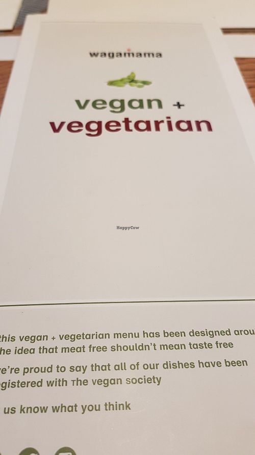 Vegan menu at Wagamama - Wimbledon in South West London