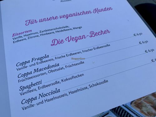 not valid menu (no vegan vanilla) at Eiscafe Dolomiti in Konstanz
