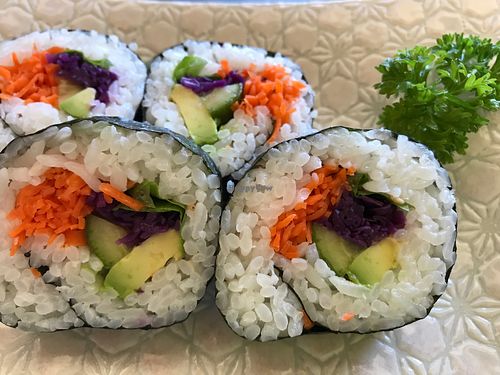 Are more than half before taking picture! at Ocean Sushi Deli in Monterey