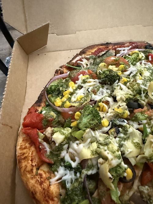 I had a vegan mod pizza (I customized it) I put vegan cheese, and vegan sausage and many veggies and sauce. Loved it. Great affordable option   at Mod Pizza - West Galleria in Houston