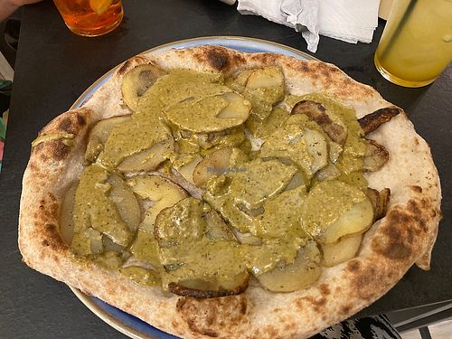 Potato pizza with pistachio   at Timilia in Palermo