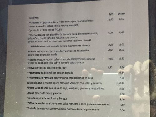 Menu 1 at Raices in Pamplona