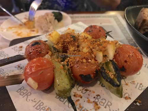 Vegan tomato pinchos  at Bar Iberico in Nottingham