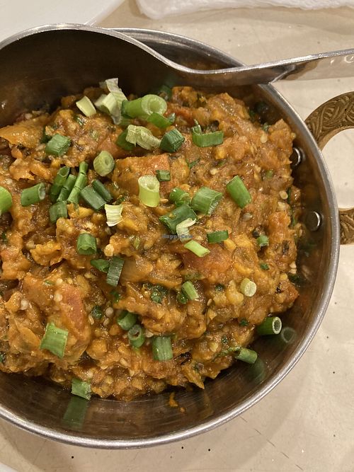 Baigan bhartha with requested low oil. Does not come with rice or bread  at Mr Naan & Mrs Idly in Kuala Lumpur