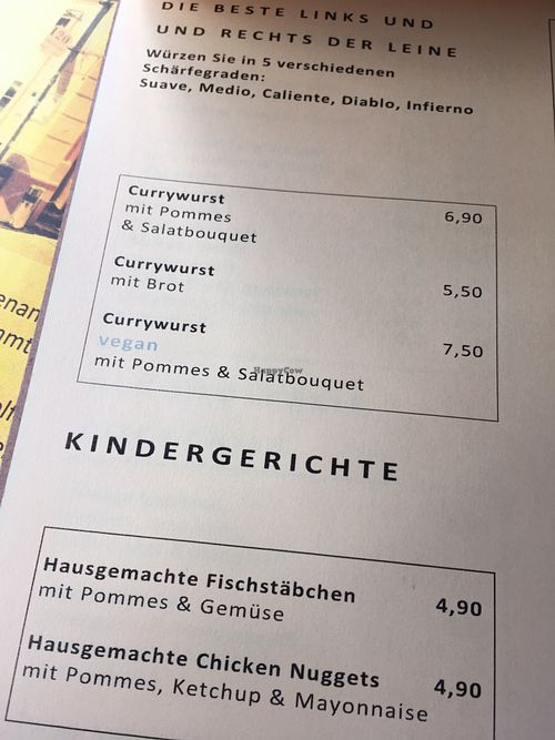 vegan currywurst (sausage)  at 120 Cientoveinte in Hannover