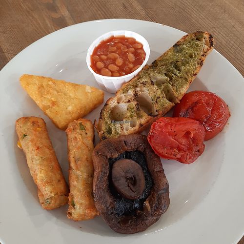 Vegan breakfast at Priory Farm in Redhill
