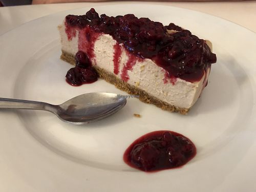 Cheesecake with berry topping  at Antonio's Kitchen in East London