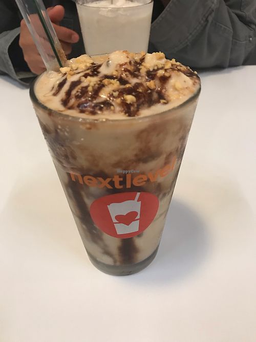 Peanut Butter (crunchy) with hand spun Coconut Soft Serve!  at Next Level Burger - Potrero Hill in San Francisco