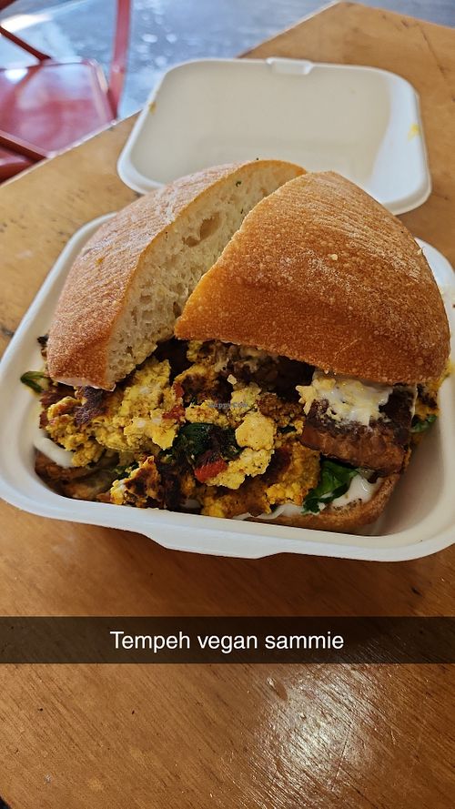 Tempeh vegan Sammie at Sweetpea Baking Company in Portland