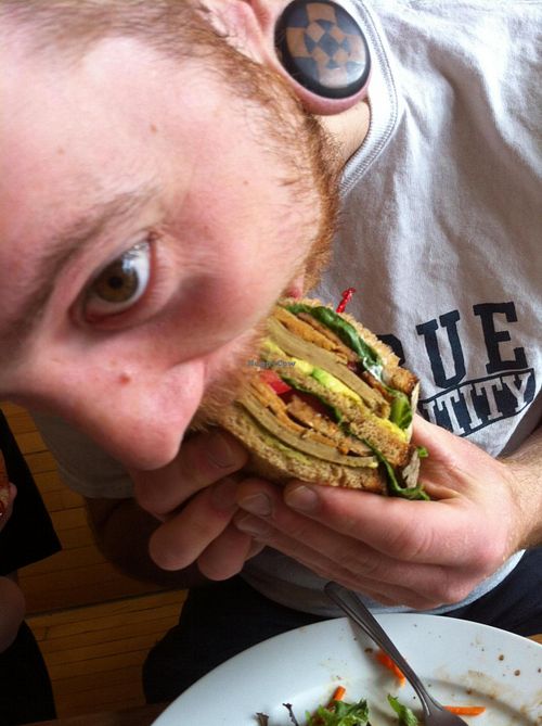 Huge sandwich with another witty name I don't remember. at Sweetpea Baking Company in Portland