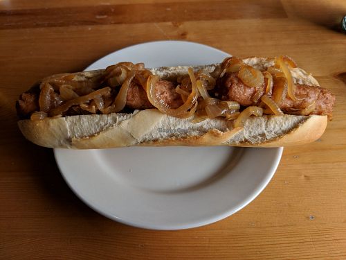 Veggie sausage baguette at Ardnamurchan Natural History Visitor Centre in Acharacle