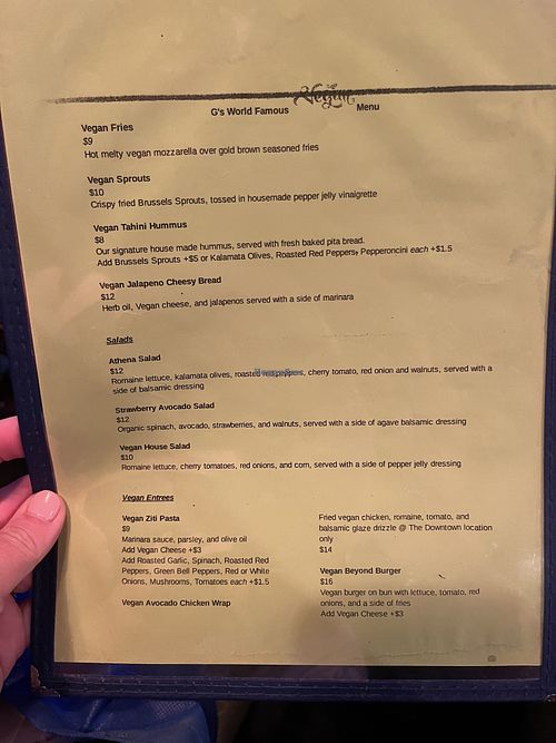 Menu  at G's Pizza - Howard Ave in New Orleans