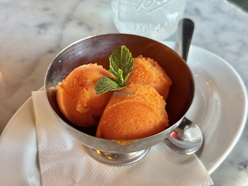 Carrot ginger sorbet   at Enoteca Maria in Staten Island