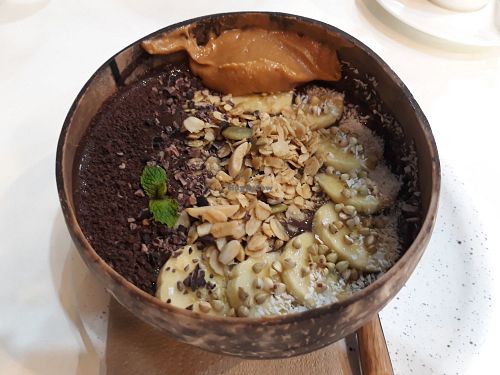 Chocolate and Peanut Butter Smoothie Bowl at Plum Coffee & Smoothies in Chiang Mai