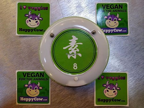 foood-is-ready beeper with HappyCow stickers at Green Fusion at Food Loft in West Singapore