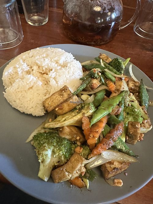 Tofu stir fry lunch with peanuts   at Khmer Cuisine in Copenhagen