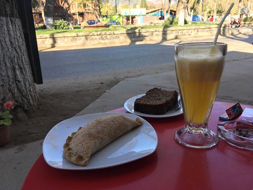 Vegan Empanada and Vegan Carrot-nut cake at Amor in Olmue
