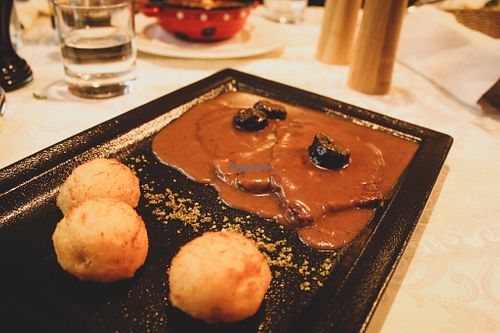 seitan steak with dodole at Güjžina - Green One Bistro in Ljubljana