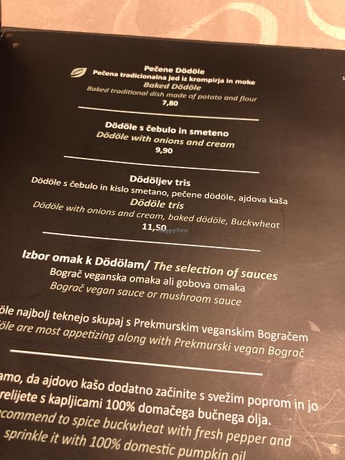 dodole menu at Güjžina - Green One Bistro in Ljubljana