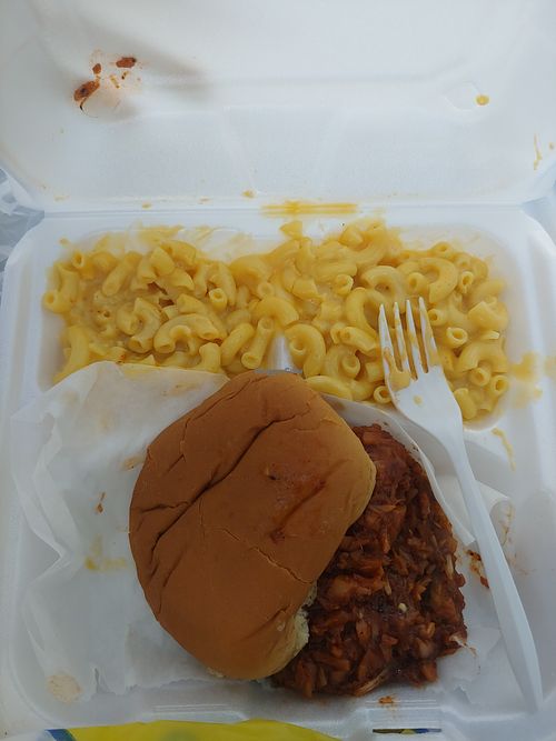BBQ Jackfruit with Macaroni at Senses Vegan Comfort Food in Norfolk