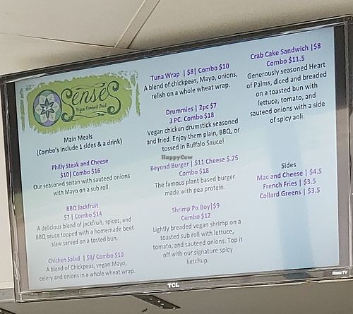 Menu at Senses Vegan Comfort Food in Norfolk