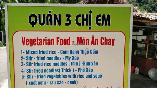 sign outside at Quan 3 Chi Em in Mai Chau