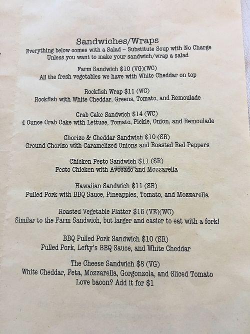 Menu at Elements Eatery and Mixology in Lexington Park
