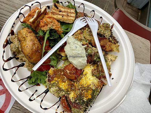 Vegan pizza & salad at Walton Vegan Market in Walton On Thames