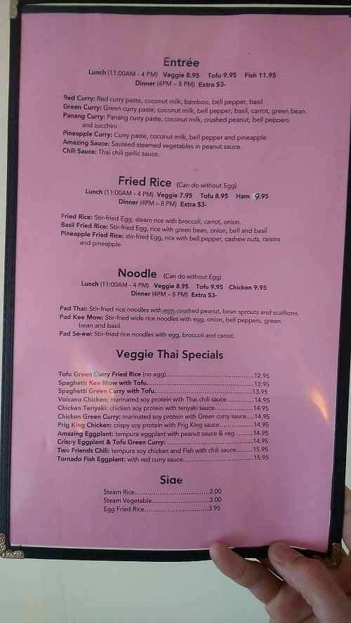 Menu 1/2 at Veggie Thai Cafe in Largo
