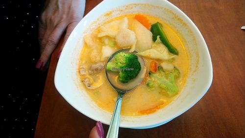 Curry coconut veggie soup tom Kam at Veggie Thai Cafe in Largo