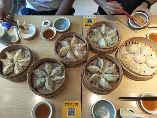 A whole lot of dumplings. at Dancing Dumplings 舞蔬尚饺 - Wǔ Shū Shàng Jiǎo in Shanghai
