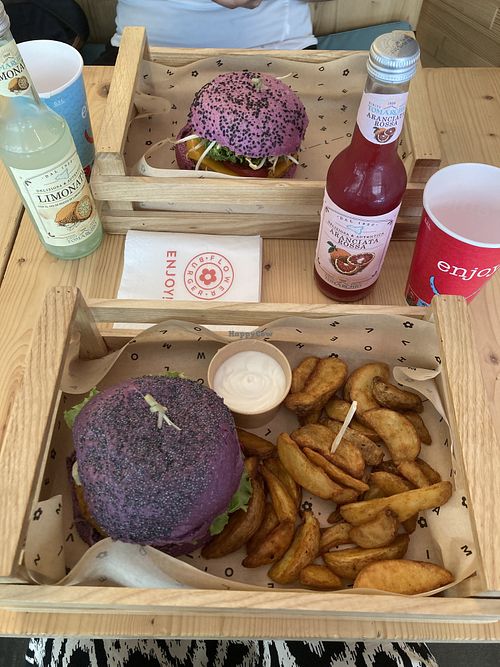 Hummus and flower burger   at Flower Burger in Palermo
