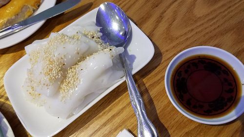 Steamed rice roll at Bodai Vegetarian in Brooklyn