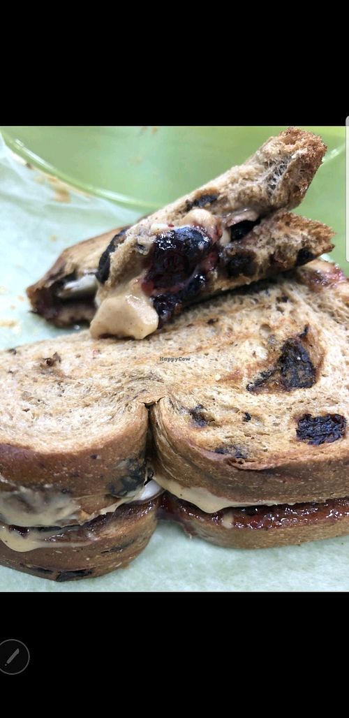 Grilled P.B.& J with a twist, Vegan Citrus Cutlets with Vegan Ranch and Red & Nappa cabbage, carrots pressed hot. #vegan shrimp Tostada:-) at Revive Healthy Eating in Glendora