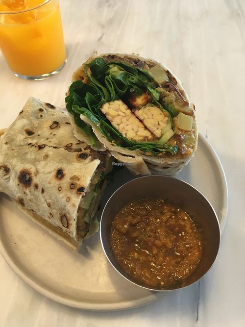 Big breakfast burrito with the vegan option (eggs switched for tempeh) at Comoba in Lisbon