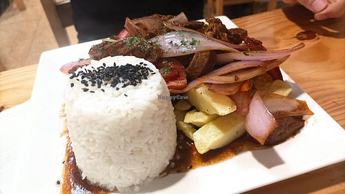 Lomo saltado at Namaste Coffee in Lima