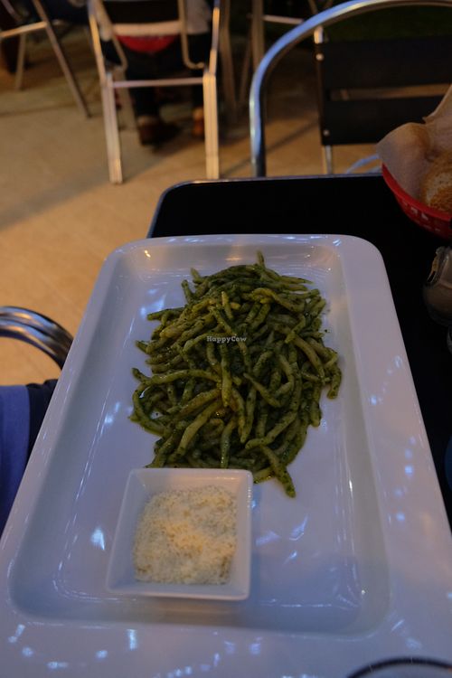 Strozzapreti with pesto (didn't eat the parmesean).  Ask for no cheese. at Ristorante Pizzeria Cahuita in Cahuita