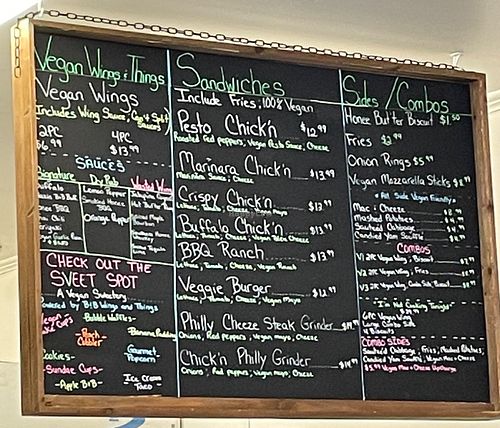Full Vegan Side Menu at B & B Wings & Things in Middletown