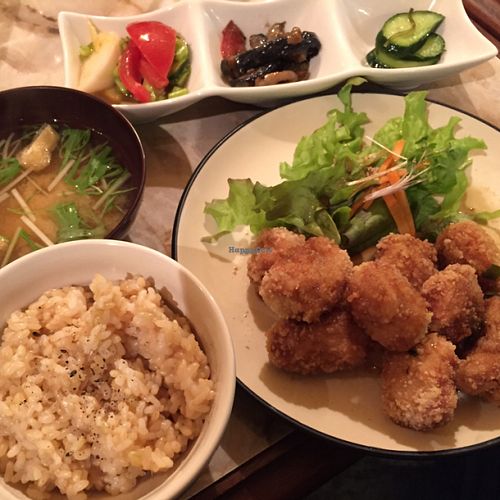 soy 'nugget' type set - tasty! at Nagi Shokudo in Kamakura