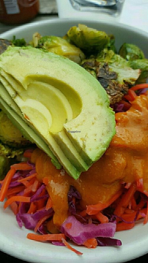 3 sides + avocado (brown rice, Brussels & carrot/cabbage slaw   at The Bye and Bye in Portland