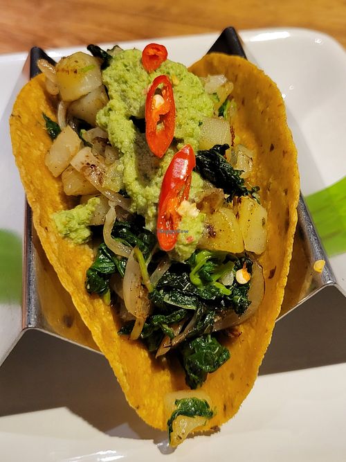 Potato and spinach taco at Charley Browns Mexicana in Bangkok