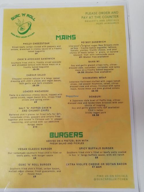 Menu 1 (May 2022) at Guac 'n' Roll in Liverpool
