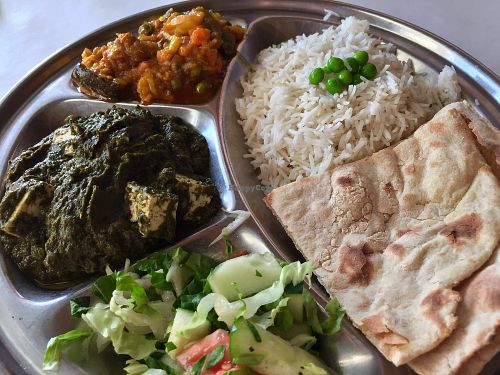 Saag tofu combo plate at Aroma Cuisine of India in Castro Valley