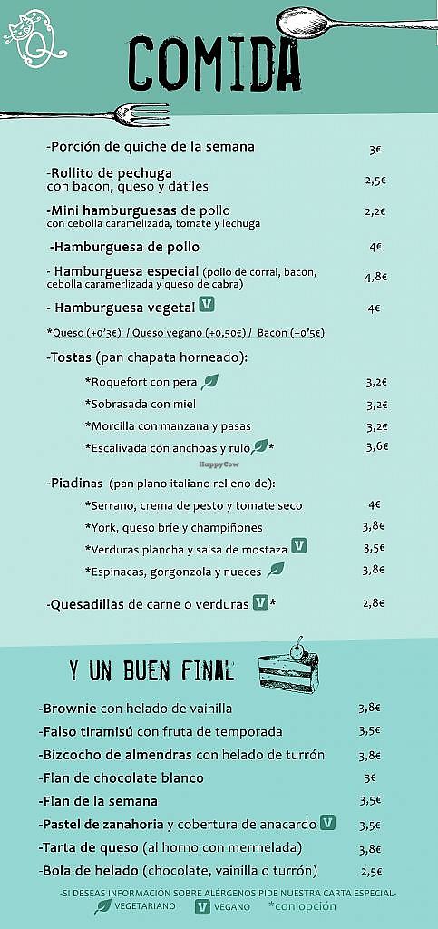 Menu page 1 at Quitapesares Bar in Villena